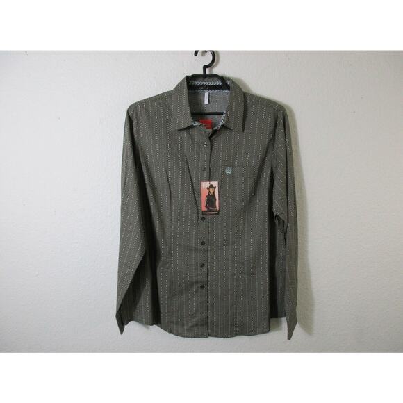 Cinch Tops - Cinch Ladies Shirt Size XXL Multicolor Print Button Down Flip Cuff MSW9164191